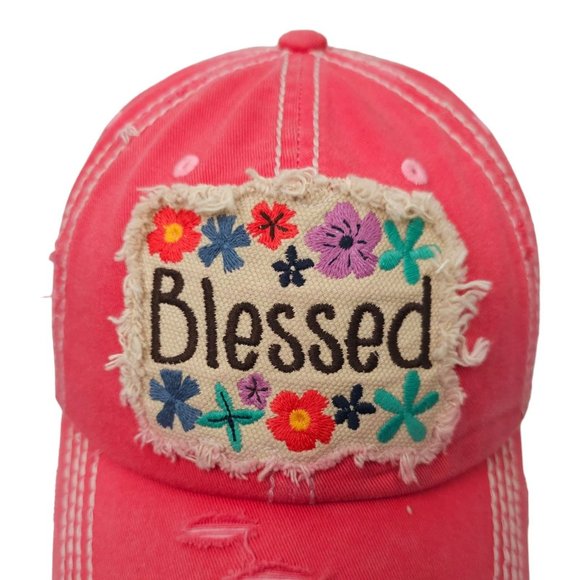 Kbethos Vintage Style Patch Floral Blessed Distressed Strapback Cap Baseball Hat - Picture 7 of 13